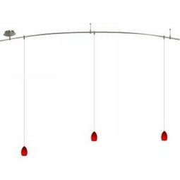 8 Foot 150 Watt Monorail Kit with 3 Raindrop Pendants in Red