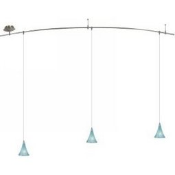 8 Foot 150 Watt Monorail Kit with 3 Sugar Aqua Pendants